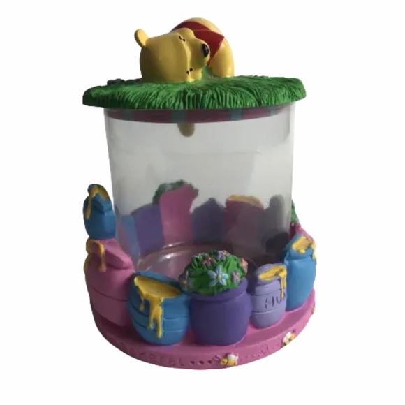 Vintage Houston Harvest Winnie the Pooh Glass Canister With Base and Lid RARE - Picture 5 of 12